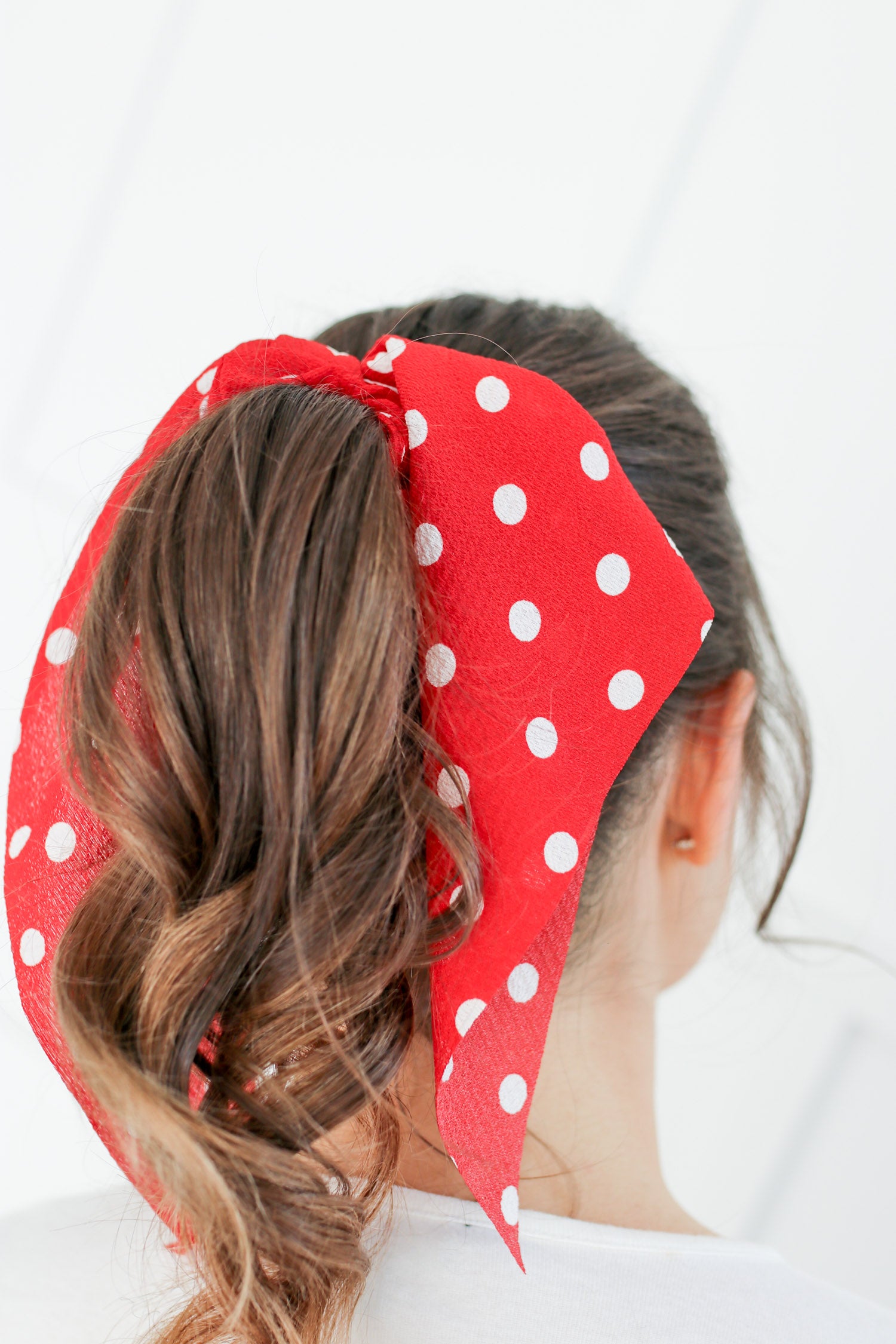 Scrunchie with Detachable Ribbon - Polka Dots